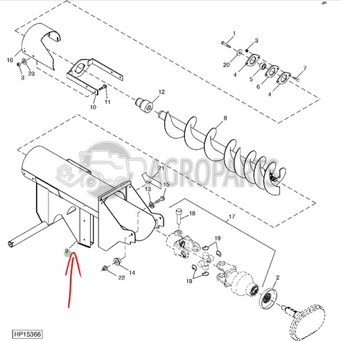 Clean grain loading auger tube housing for John Deere combines, AH229622 , JD-AH229622R, John Deere combine parts