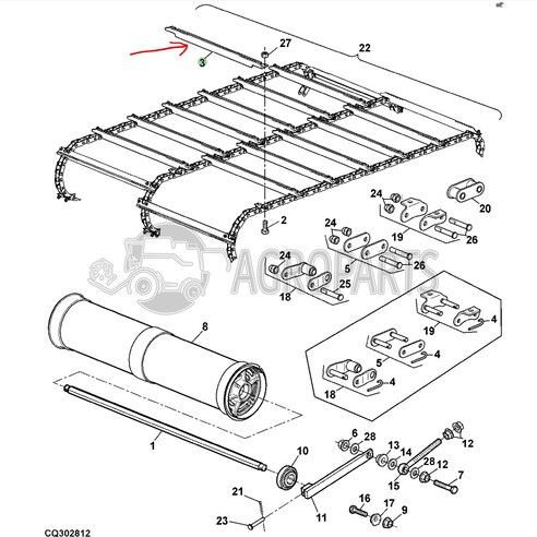 Feeder conveyor slat for John Deere combines, Z62288 , JD-Z62288R, John Deere combine parts