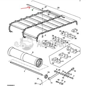 Feeder conveyor slat for John Deere combines, Z62288 , JD-Z62288R, John Deere combine parts