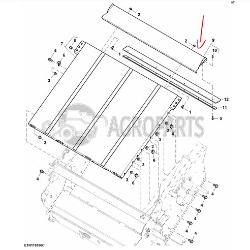 Feedr house floor sheet for John Deere combines, AZ100575 , JD-AZ100575R, John Deere combine parts