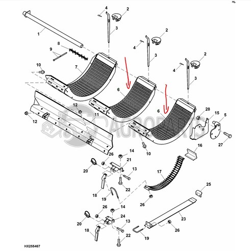 Concave Hardened for John Deere combines, AXE28958 , JD-AXE28958KR, John Deere combine parts