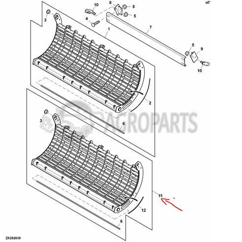 Concave for John Deere combines, AZ101813 , JD-AZ101813R, John Deere combine parts
