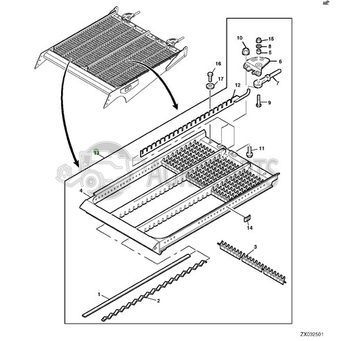 Bottom Sieve for John Deere combines, AH172955 , JD-AH172955R, John Deere combine parts