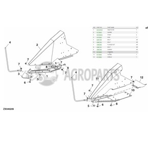 Skid plate for John Deere combines, AH167954 ,H173843, H173844 ,H173842 , JD-625R00.00R, John Deere combine parts