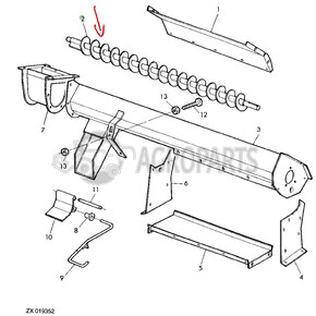 Upper tailings auger for John Deere combines, AZ44924 , JD-AZ44924R, John Deere combine parts
