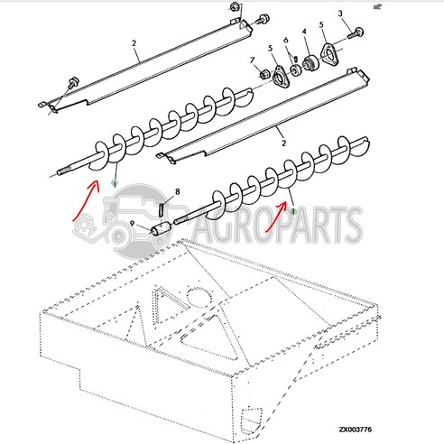 Grain tank auger for John Deere combines, AZ46034 , JD-AZ46034R, John Deere combine parts