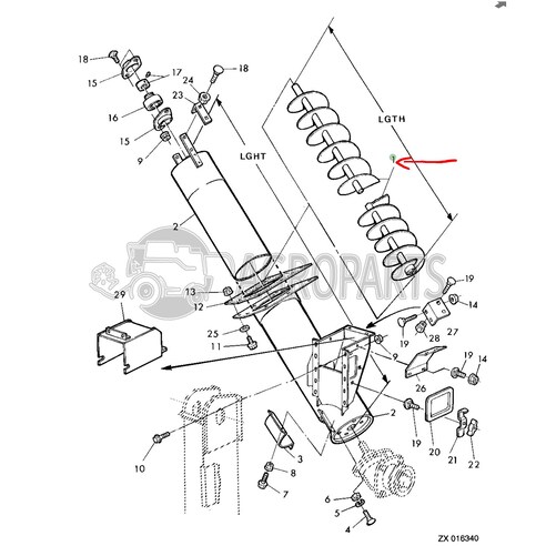 Grain tank auger for John Deere combines, AZ49211 , JD-AZ49211R, John Deere combine parts