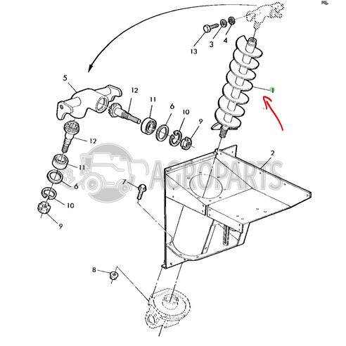 Riser tube auger for John Deere combines, AZ49432 , JD-AZ49432R, John Deere combine parts