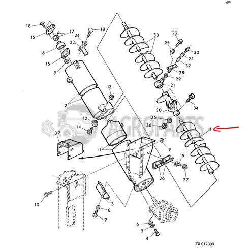AZ52889 Filling tube auger fits John Deere JD-AZ52889R