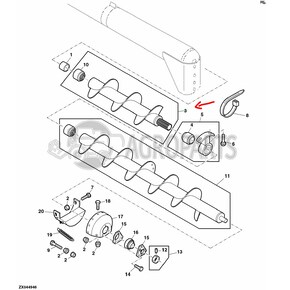 Horizontal unloading auger for John Deere combines, AZ64108 , JD-AZ64108R, John Deere combine parts