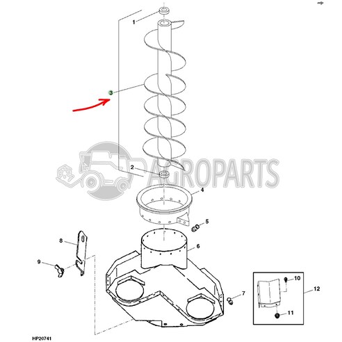 AH124852 Vertical unloading auger regular fits John Deere JD-AH124852R