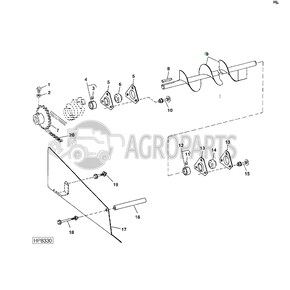 Upper tailings auger for John Deere combines, AH125895 , JD-AH125895R, John Deere combine parts