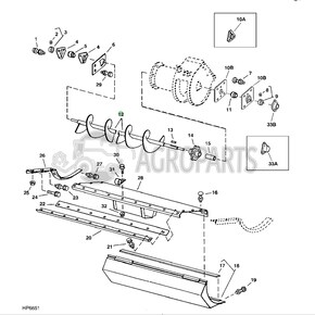 Clean grain lower auger for John Deere combines, AH141577 , JD-AH141577R, John Deere combine parts