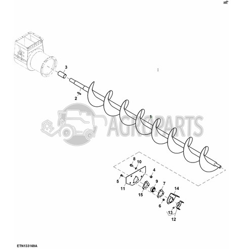 AH162154 Clean grain lower auger fits John Deere JD-AH162154R
