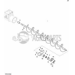 AH162154 Clean grain lower auger fits John Deere JD-AH162154R AH162154 Clean grain lower auger fits John Deere JD-AH162154R