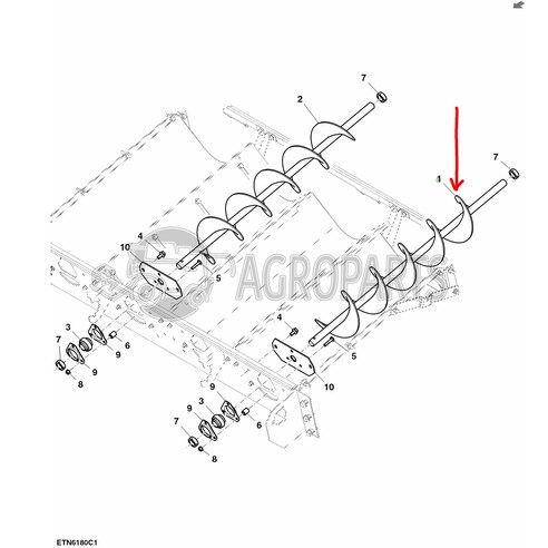 AH168284 Conveyor auger LH fits John Deere JD-AH168284R