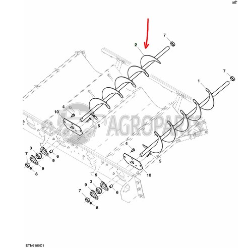 Conveyor auger RH for John Deere combines, AH168285 , JD-AH168285R, John Deere combine parts
