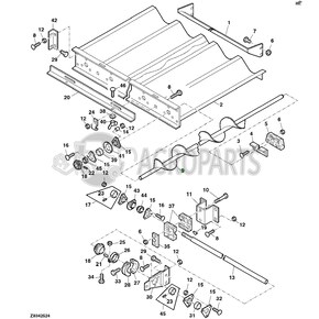 Shoe grain supply auger LH for John Deere combines, AH169020 , JD-AH169020R, John Deere combine parts