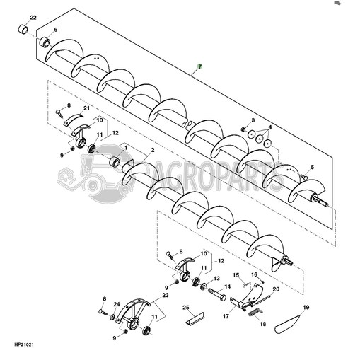 Horizontal unloading auger for John Deere combines, AH169062 , JD-AH169062R, John Deere combine parts