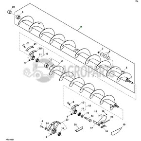 Horizontal unloading auger for John Deere combines, AH169062 , JD-AH169062R, John Deere combine parts
