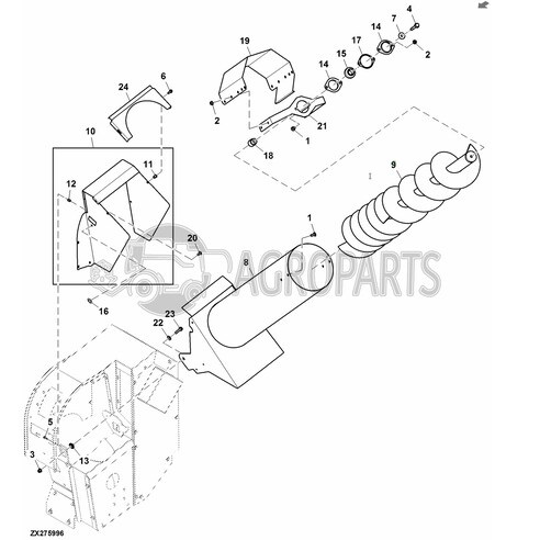 AH169118 Loading auger main elevator fits John Deere JD-AH169118R
