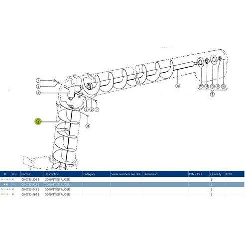 7359223 Conveyor auger fits Claas Lexion CL-735-922R