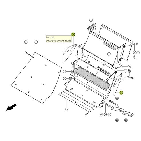 0763943 Wear plate RH fits Claas Jaguar