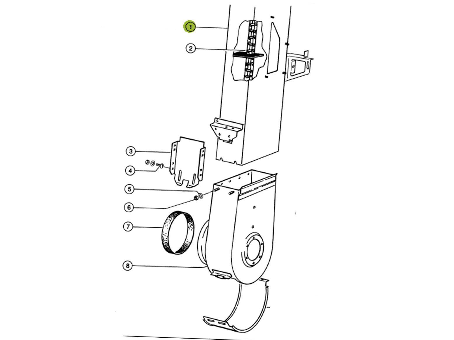 7840885 Elevator chute fits Claas Lexion