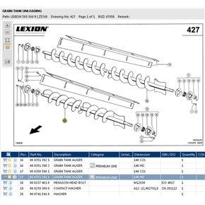 3513911 Grain tank auger fits Claas Lexion CL-351-391R 3513911 Grain tank auger fits Claas Lexion CL-351-391R