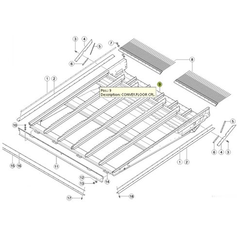 7542630 Conveyor floor fits Claas Lexion CL-754-263R