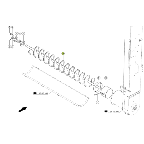 7572491 Returns auger fits Claas Lexion CL-757-249R