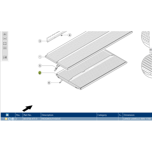 756475 Lower MAIS Sieve fits Claas Lexion Combine 756475