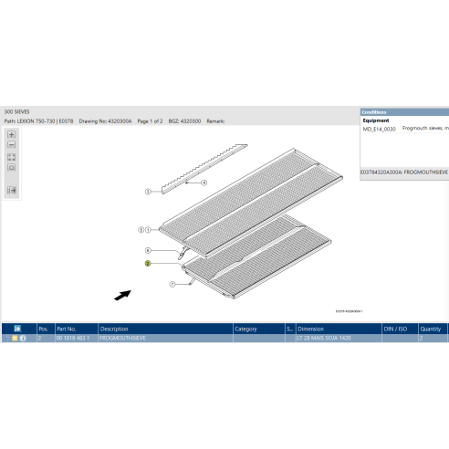 18184831 Lower MAIS Sieve fits Claas Lexion 18184831