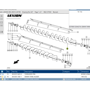 3513902 (Rice) Grain tank auger HD fits Claas Lexion CL-351-390R
