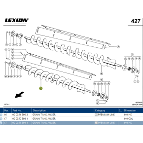 3513911 Grain tank auger HD fits Claas Lexion CL-351-391R
