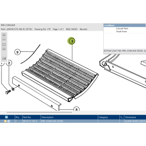 7772160 Concave segment 6,5 x 40 Small grain fits Claas Lexion CL-777-216R