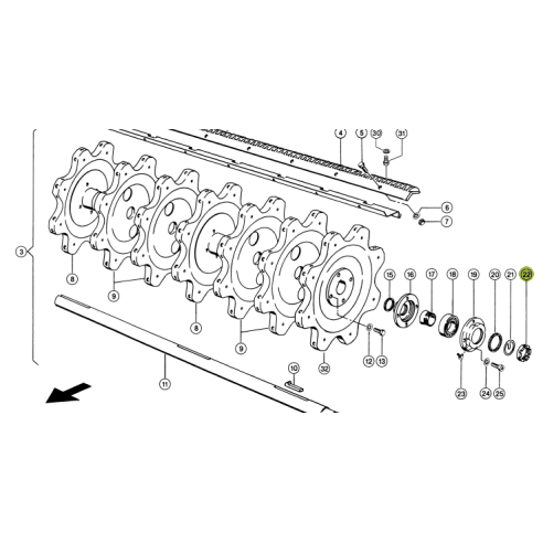 6103591 - Slotted nut for Claas Lexion combine